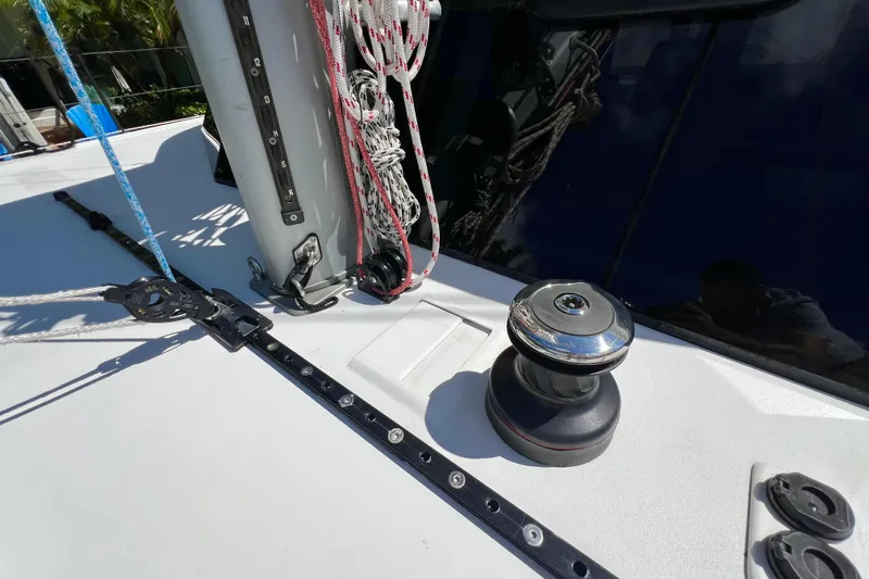 Ke'ala Yacht Photos Pics Deck of 2021 Balance 482 sailboat with winch and rigging details.