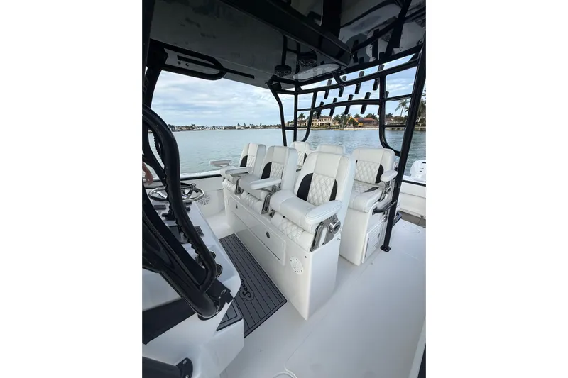  Yacht Photos Pics 2020 SeaHunter 41 CTS boat interior with luxurious seating and scenic water view.