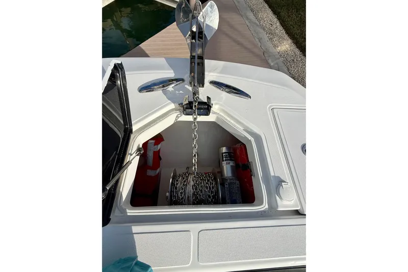  Yacht Photos Pics 2020 SeaHunter 41 CTS anchor compartment with chain and safety equipment.