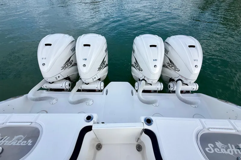  Yacht Photos Pics Four Yamaha V8 outboard engines on a 2020 SeaHunter 41 CTS boat.