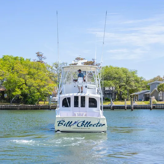  Yacht Photos Pics Custom Express 2013 boat named "Bill Collector" on water near Virginia Beach.
