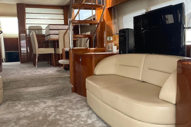 75 Princess 2008 Yacht Photos Pics Luxurious interior of 2008 Princess 75 Motor Yacht with elegant seating and dining area.