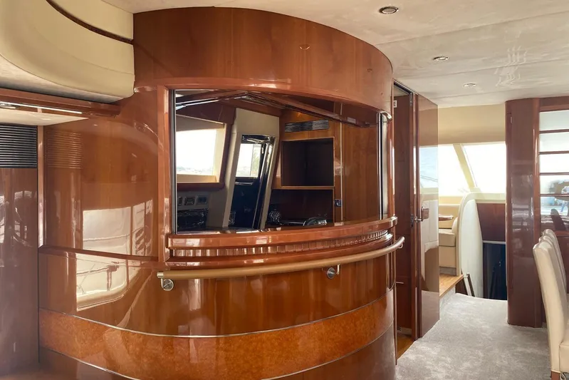 75 Princess 2008 Yacht Photos Pics Luxurious interior of 2008 Princess 75 Motor Yacht with polished wood finishes.