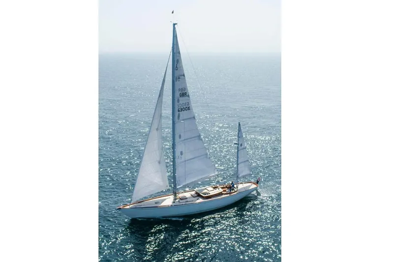 Lady Gwenhyfar Yacht Photos Pics Sailing yacht Spirit Yachts C63, 2018 model, gliding on open sea under clear skies.