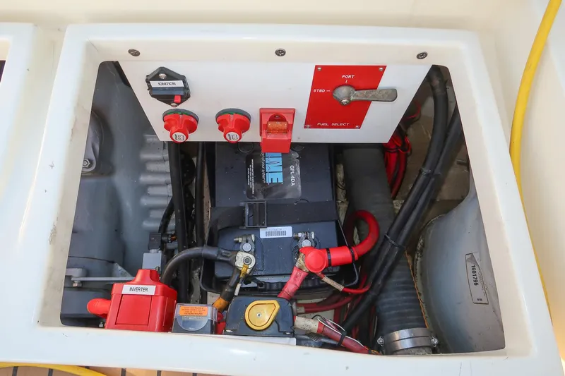 Amar Yacht Photos Pics Electrical panel of a 2004 Hinckley Talaria 29 Runabout boat.