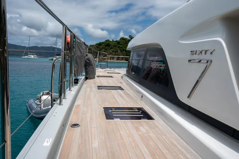 Cest La Vie Yacht Photos Pics 2022 Lagoon SIXTY 7 yacht deck with ocean view and clear skies.