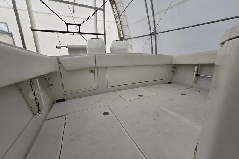 Yacht Photos Pics 2010 Jupiter 34 FS boat interior under a protective canopy.