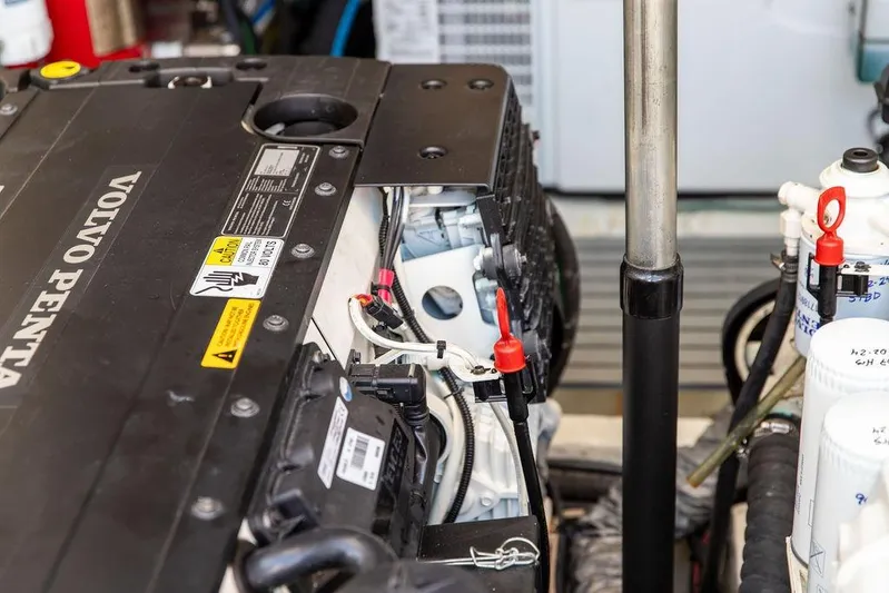 Pisces Yacht Photos Pics Engine compartment of 2017 Hinckley Picnic Boat MKIII with Volvo Penta components.