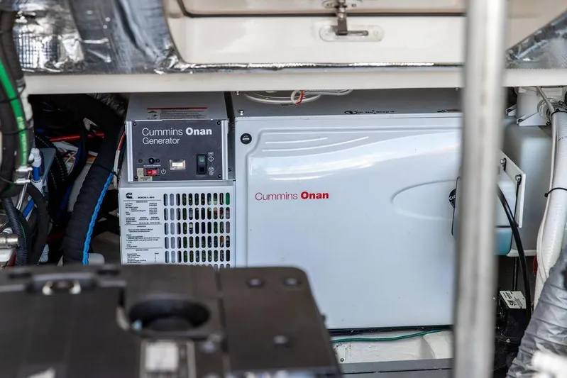 Pisces Yacht Photos Pics Cummins Onan generator in 2017 Hinckley Picnic Boat MKIII engine room.