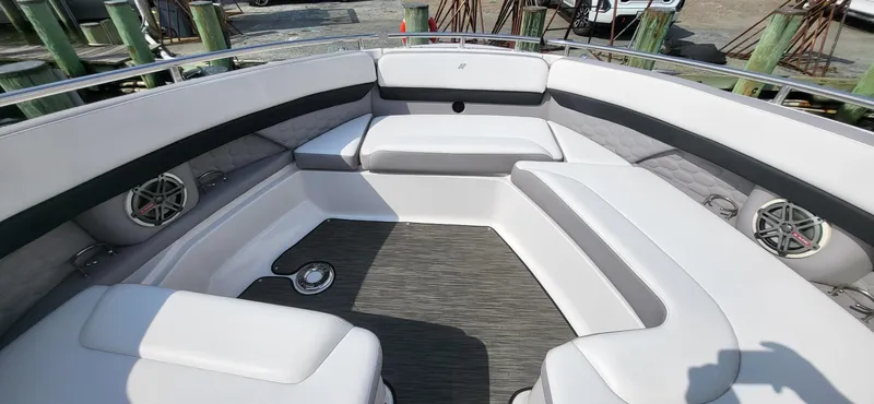  Yacht Photos Pics 2018 Four Winns H350 OB boat interior with spacious seating and modern design.