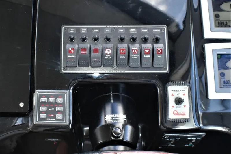  Yacht Photos Pics Control panel of a 2019 Silverton 41 Sport Bridge boat.