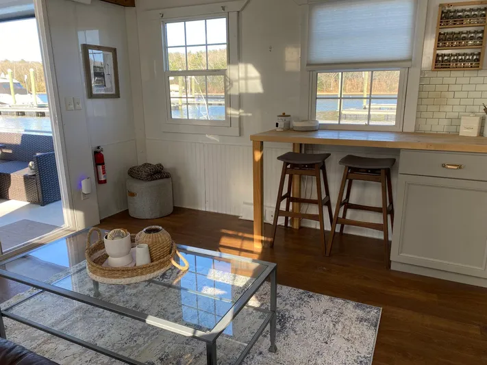  Yacht Photos Pics Interior of 2018 Catamaran Cruisers 42 Aqualodge with modern decor and waterfront view.