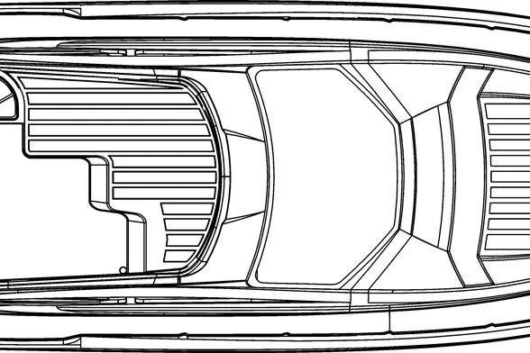 Custom Order Your 52 Fly Today! Yacht Photos Pics Top view line drawing of 2026 Cobrey 52 FLY yacht design.