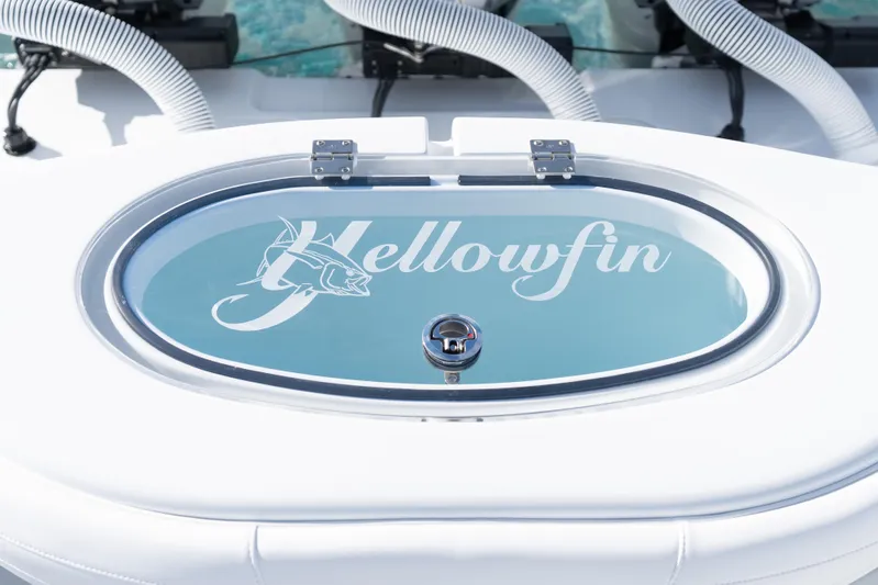  Yacht Photos Pics 2026 Yellowfin 36 Offshore boat livewell with logo and sleek design.