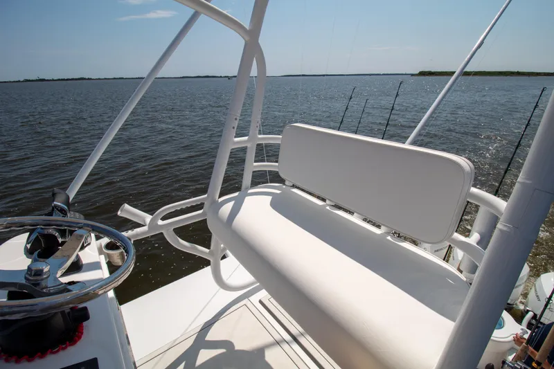 Reel Development Yacht Photos Pics 2022 Onslow Bay 41 TE boat helm with ocean view.