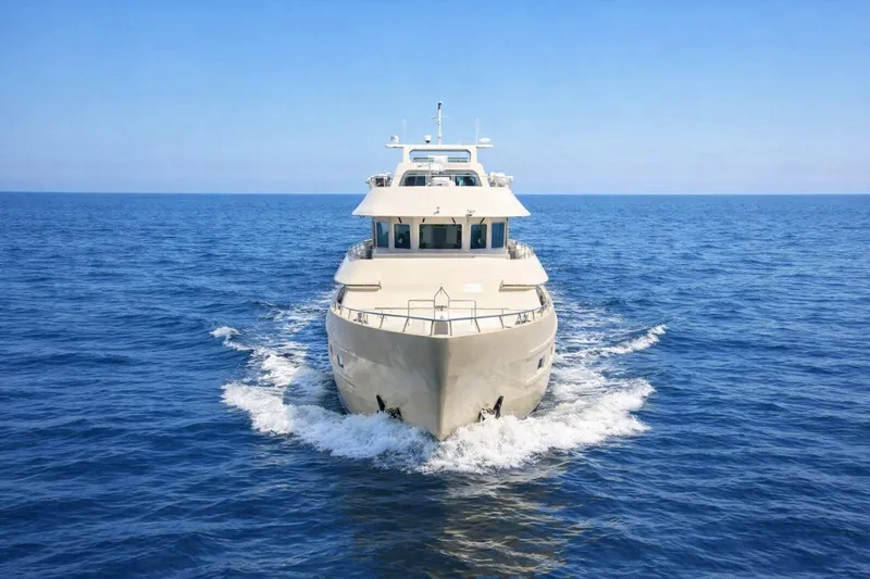  Yacht Photos Pics De Donge Long Range 48M yacht cruising on open sea, 2008 model.