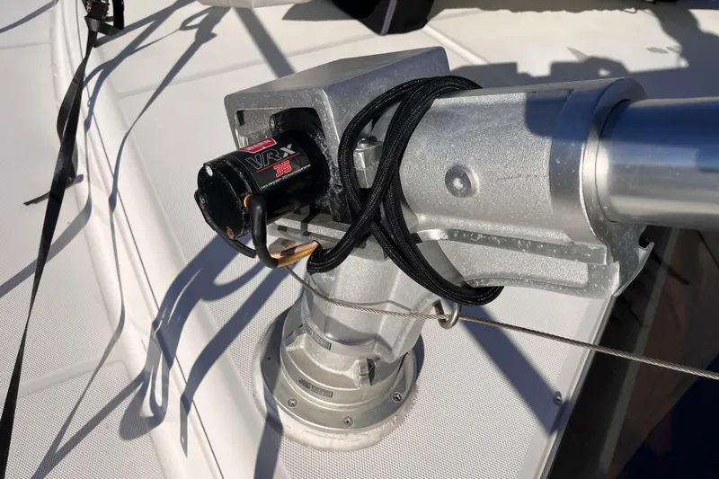  Yacht Photos Pics Close-up of a VRX 35 winch on a 2001 Silverton 42C yacht deck.