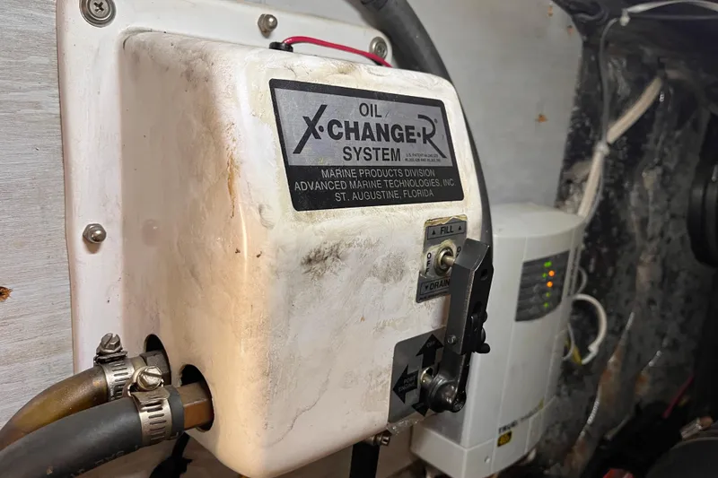  Yacht Photos Pics Oil X-Change-R system in 2001 Silverton 42C engine room.