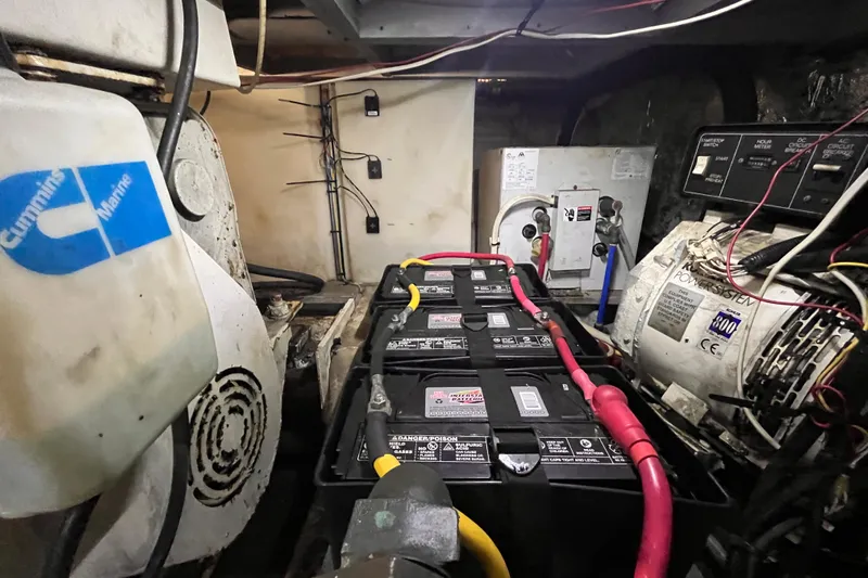  Yacht Photos Pics Engine room of a 2001 Silverton 42C with Cummins Marine components and battery system.