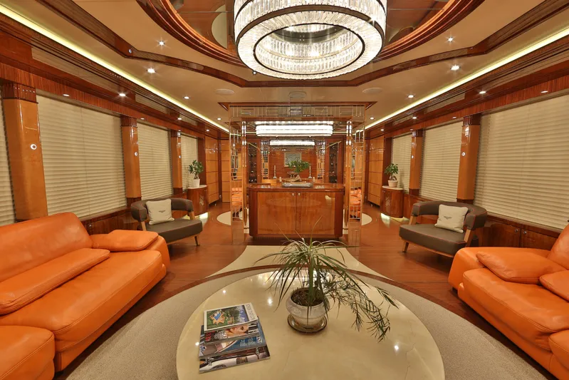 Elada Yacht Photos Pics Luxurious interior of 2014 Bilgin 147 yacht with elegant furnishings and modern decor.