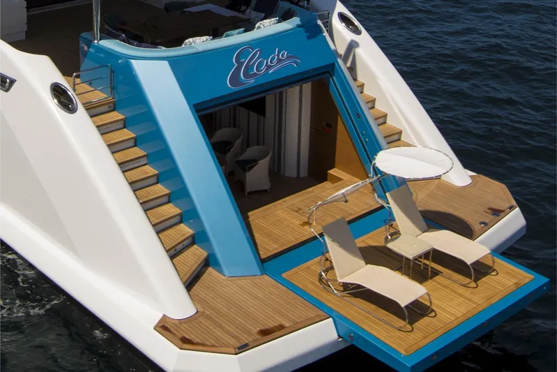 Elada Yacht Photos Pics Luxurious Bilgin 147 yacht deck with sun loungers and ocean view, 2014 model.