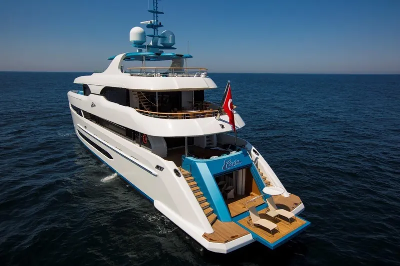 Elada Yacht Photos Pics Luxurious 2014 Bilgin 147 yacht cruising on open sea, featuring elegant design and spacious deck.