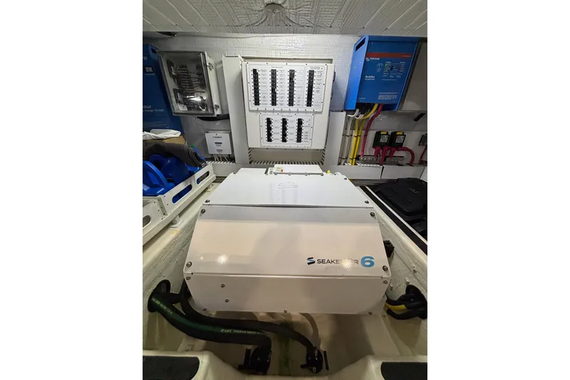 Cellibrate Yacht Photos Pics Engine room of 2020 Sabre 45 Salon Express with Seakeeper 6 stabilizer system.