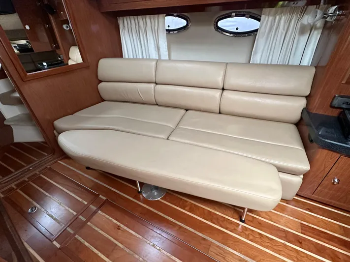 Beautify Yacht Photos Pics Luxurious beige leather seating in 2010 Regal 3760 Sportyacht interior.