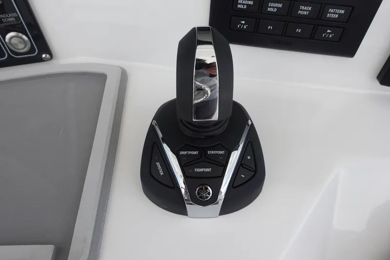  Yacht Photos Pics Joystick control on 2025 Sea Fox 328 Commander boat dashboard.