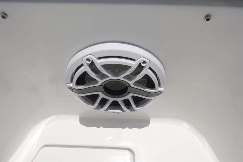  Yacht Photos Pics Speaker on 2025 Sea Fox 328 Commander boat, white marine audio system.