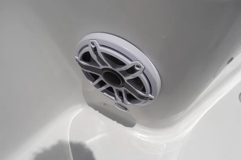  Yacht Photos Pics Marine speaker on 2025 Sea Fox 328 Commander boat, white interior detail.