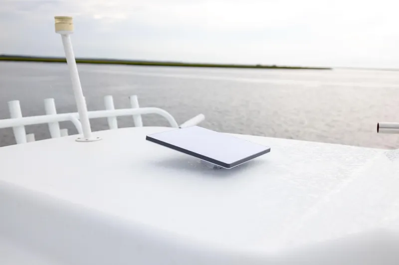  Yacht Photos Pics 2018 Yellowfin 39 Offshore boat with a sleek, modern antenna on deck.