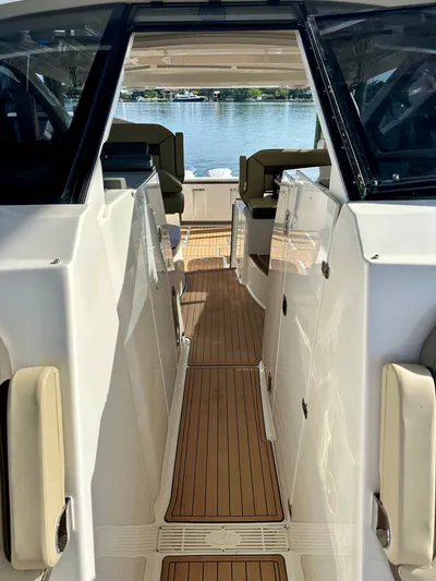 Breeezy Yacht Photos Pics Interior view of 2020 Pursuit DC 365 Dual Console yacht.