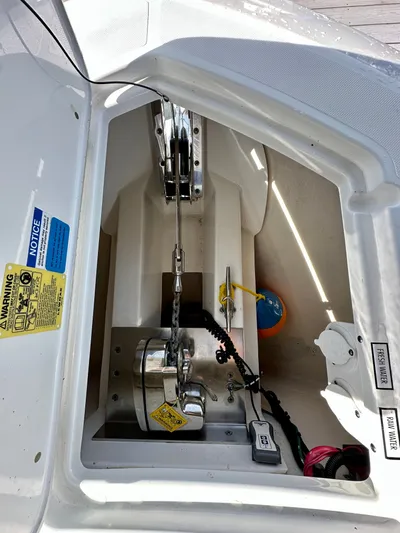 Breeezy Yacht Photos Pics Anchor compartment of Pursuit DC 365 Dual Console boat, year 2020.
