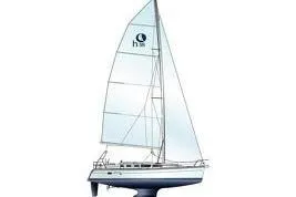 Windependence Yacht Photos Pics 2006 Hunter 38 sailboat with full sails, side view illustration.