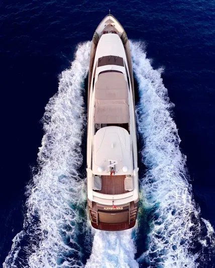  Yacht Photos Pics Aerial view of 2007 Riva 115 Athena yacht cruising on open sea.