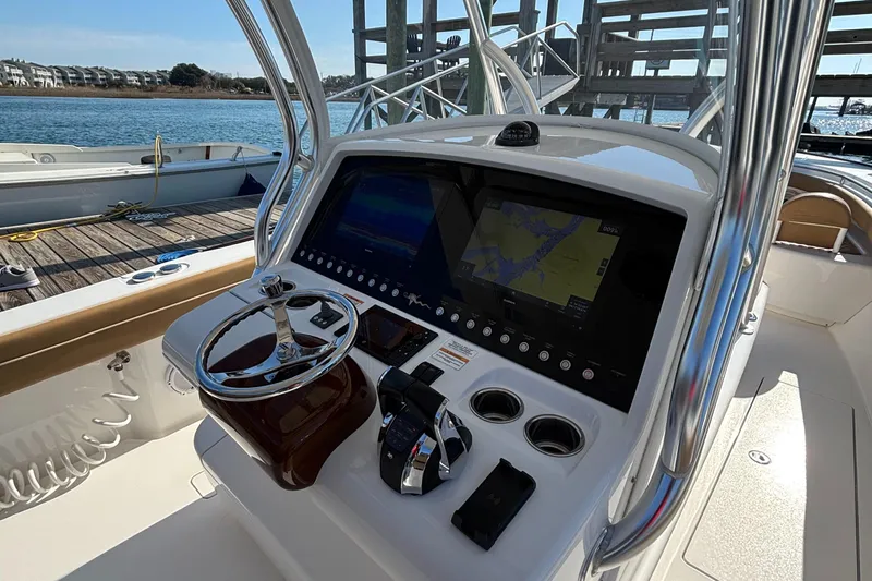  Yacht Photos Pics 2020 Valhalla Boatworks V-33 helm with advanced navigation system and controls.