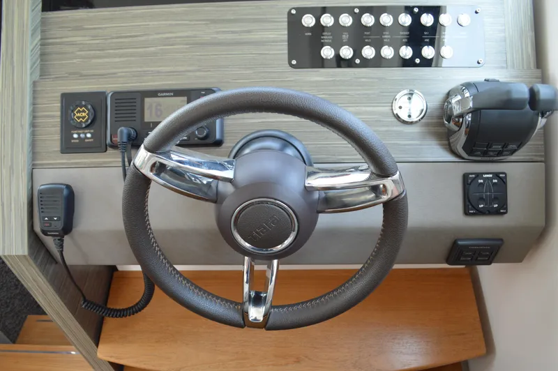  Yacht Photos Pics Steering wheel and controls of 2019 Tiara Yachts C39 Coupe.