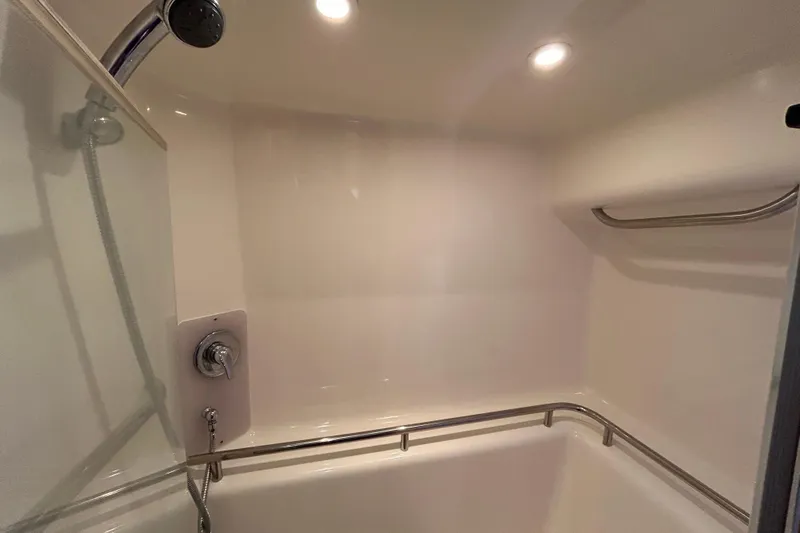  Yacht Photos Pics Shower area in 2008 Tiara Yachts 3900 Sovran, featuring modern fixtures and lighting.