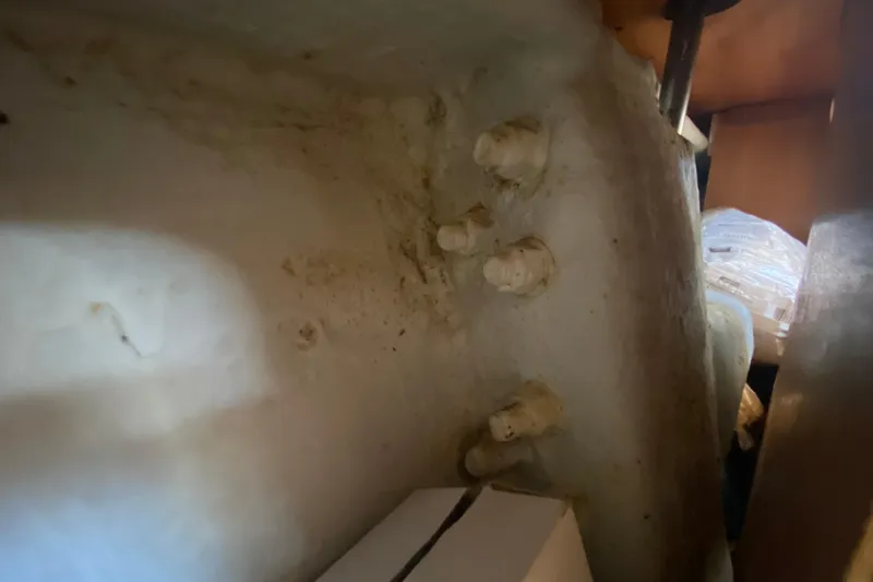  Yacht Photos Pics Interior view of 2002 Jeanneau Sun Odyssey 40 sailboat showing structural components.