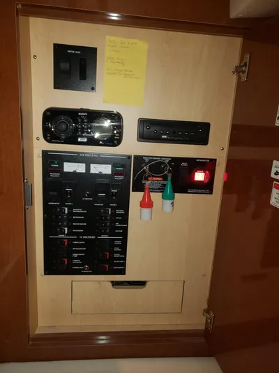 Sol Searching Yacht Photos Pics Electrical control panel on a 2011 Sea Ray 350 Sundancer boat.
