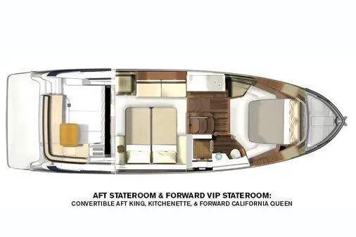 2018 Regal 42 Grand Coupe Yacht Photos Pics 2017 Regal 42 Grande Coupe yacht layout with aft and forward staterooms, kitchenette, and California queen bed.