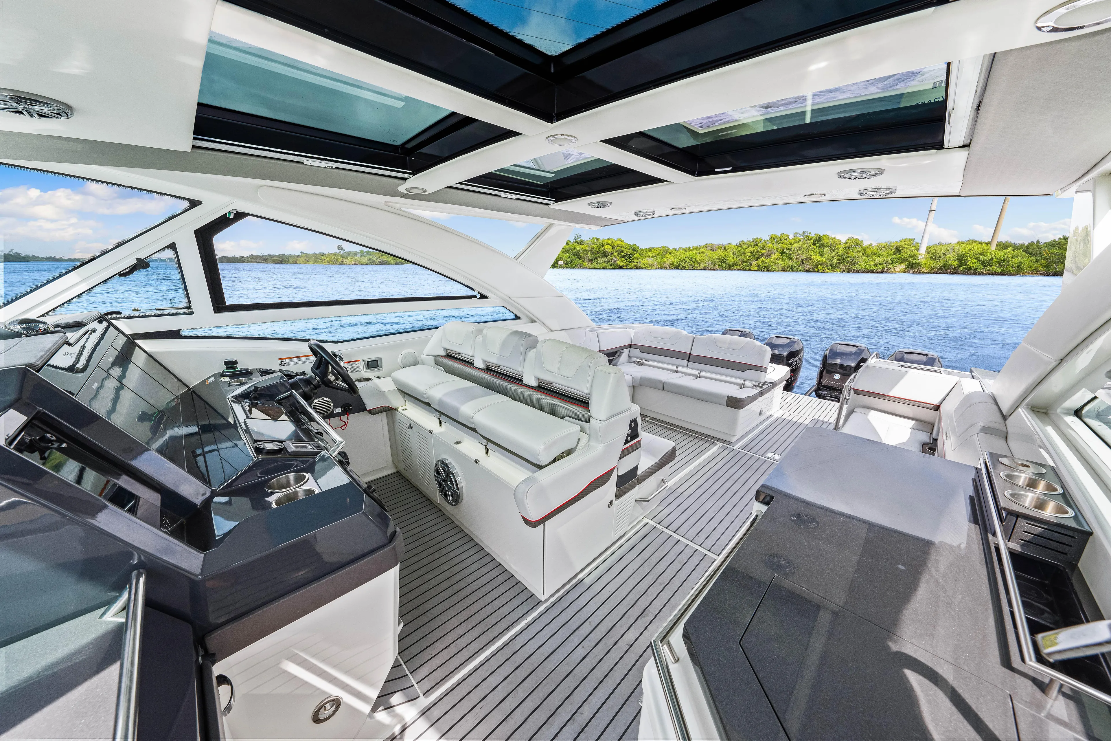 Ski 2 Sea Yacht Photos Pics 2017 Formula 430 Super Sport Crossover yacht interior with luxurious seating and modern design.