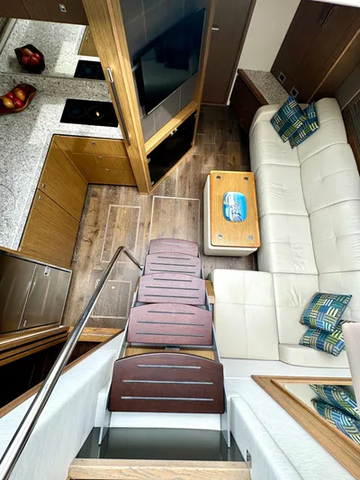 Proof Of Work Yacht Photos Pics Stairwell to Lower Salon / Galley