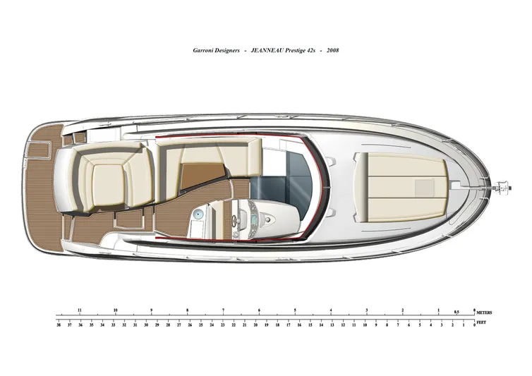  Yacht Photos Pics Top view layout of 2012 Prestige 440S yacht, showcasing interior and deck design.