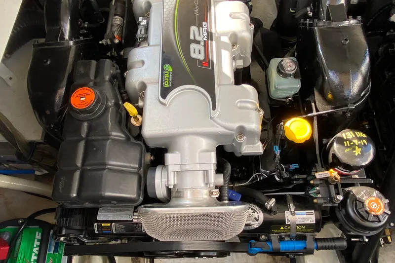 Calypso Yacht Photos Pics Engine of 2013 Formula 34 Performance Cruiser, showcasing 8.2 MAG motor components.