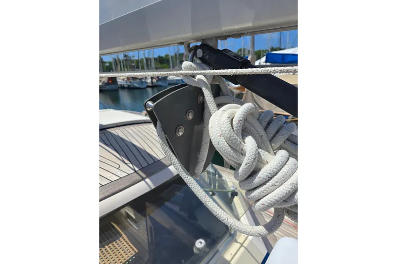 Georgia B Yacht Photos Pics Close-up of rigging on a 2000 Hallberg-Rassy 42F Mk II sailboat.