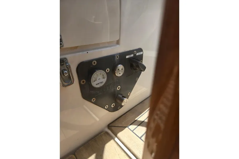 Georgia B Yacht Photos Pics Control panel on a 2000 Hallberg-Rassy 42F Mk II sailboat.