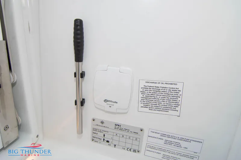  Yacht Photos Pics Control panel and handle on 2023 Jeanneau Leader 10.5 CC boat.