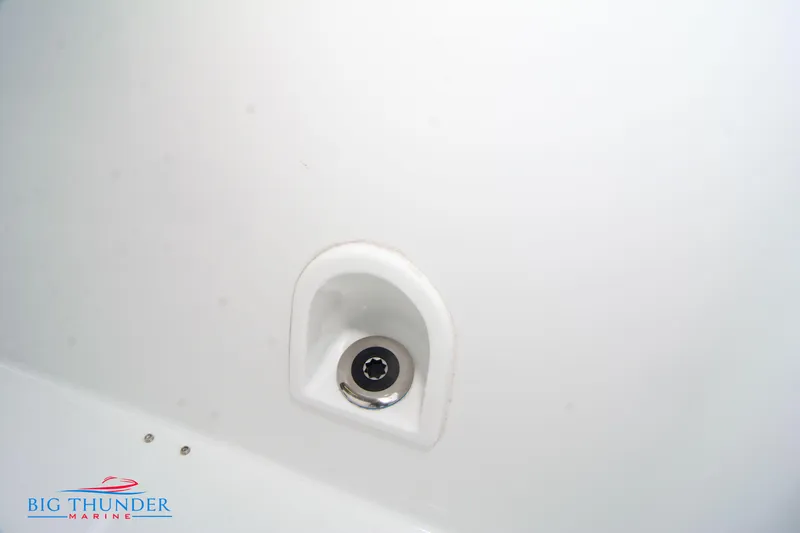  Yacht Photos Pics Close-up of a 2023 Jeanneau Leader 10.5 CC boat detail.